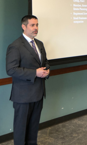 Picture of Attorney Thomas Fortenberry teaching at an estate planning seminar in the Brushy Creek Community Center